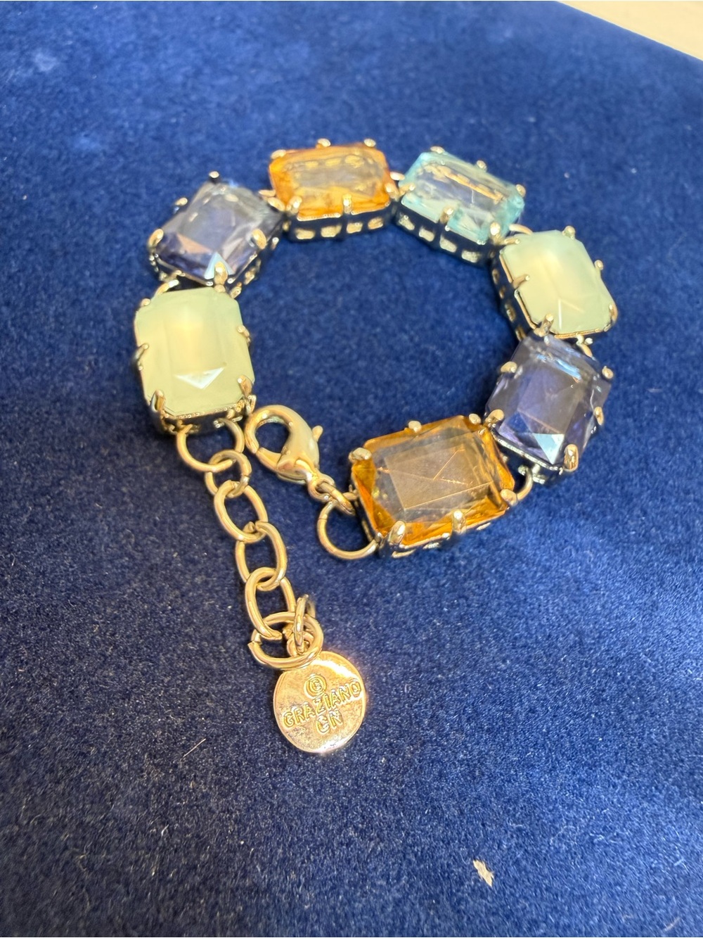 R.J. Graziano Statement Bracelet Multi Stone Gold Tone - Picture 8 of 15